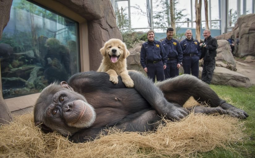 침팬지 우리에 빠진 강아지 – 동물원 관리인들이 목격한 놀라운 사건! ➤ haberion.com