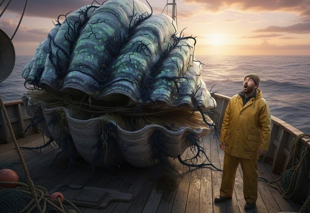 그는 거대한 조개껍데기 같은 것을 갑판 위로 들어 올렸다. 하지만 안을 들여다보는 순간, 차가운 공포가 그의 가슴을 꿰뚫었다 ➤ Главное.net